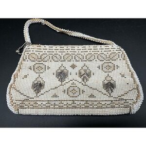 Antique Beaded Evening Bag Made in Czechoslovakia Peacock‎ Pattern Purse